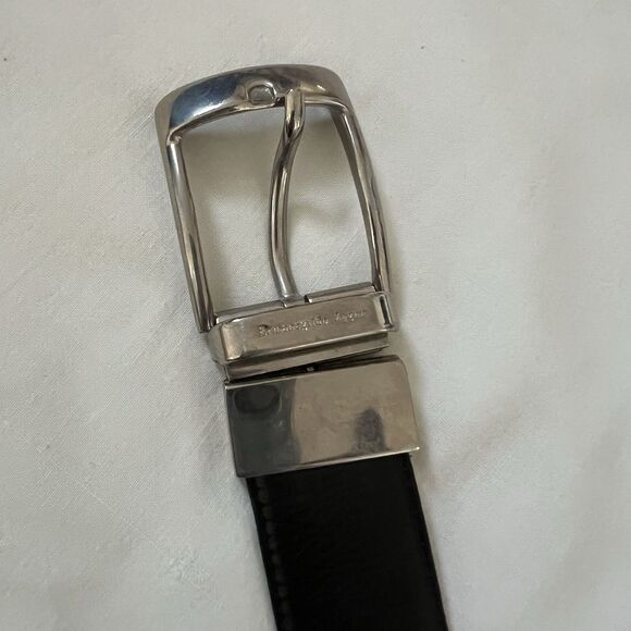 Ermenegildo Zegna Reversible Leather Belt Brown Black Silver Buckle Sz 38 Italy - Picture 6 of 14
